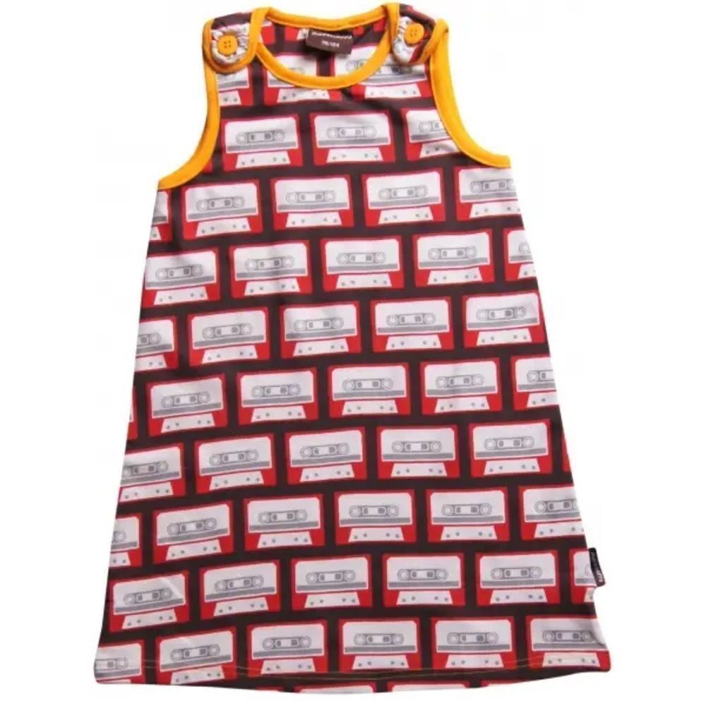 Maxomorra Retro Cassette Kids Dress Sz 110/116